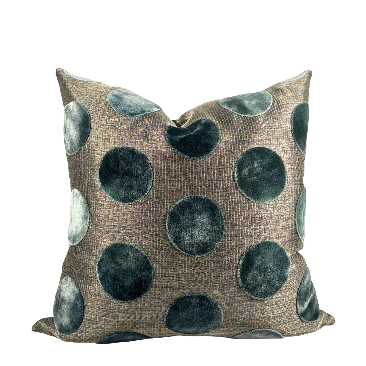 Teal & Bronze Polka Dot Pillow
