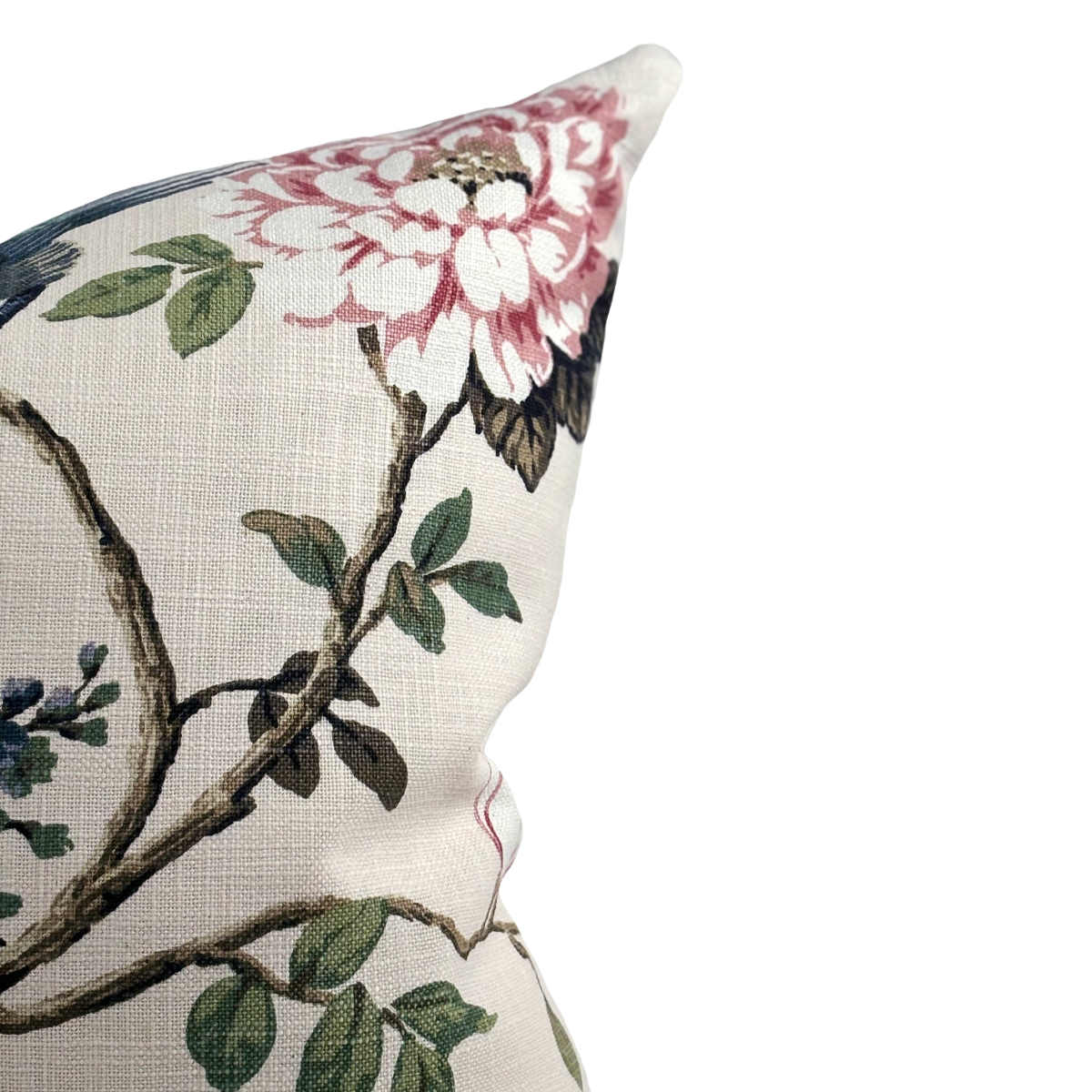 Floral Pillow With Exotic Bird