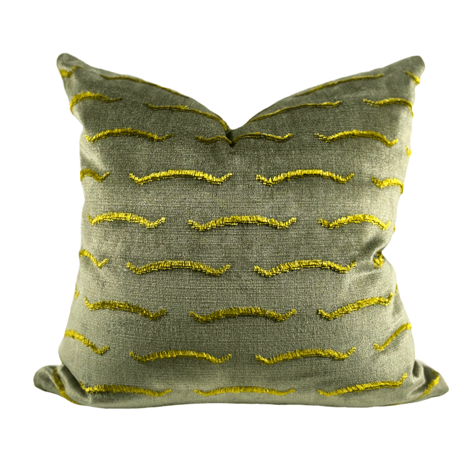 Tiger Stripe Green & Gold Velvet Pillow