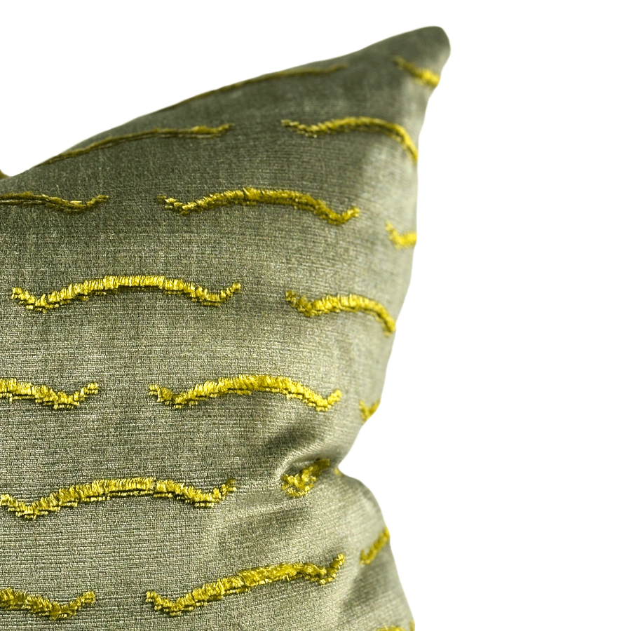 Tiger Stripe Green & Gold Velvet Pillow