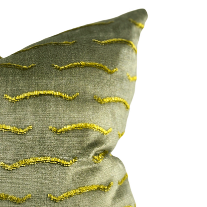 Tiger Stripe Green & Gold Velvet Pillow