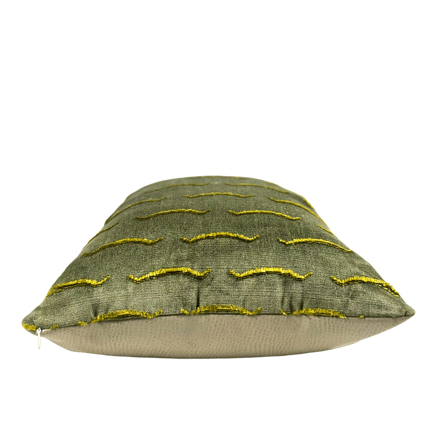 Tiger Stripe Green & Gold Velvet Pillow