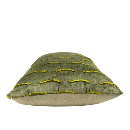Tiger Stripe Green & Gold Velvet Pillow