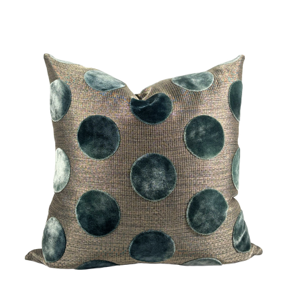 Teal & Bronze Polka Dot Pillow