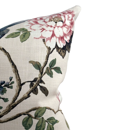 Floral Pillow With Exotic Bird