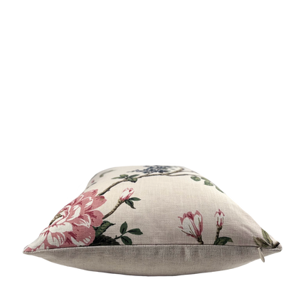 Floral Pillow With Exotic Bird