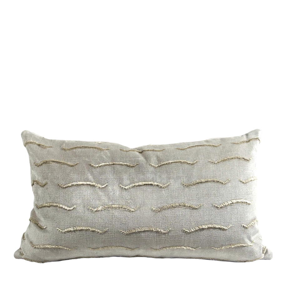 Tiger Stripe Silver, White & Gold Velvet Pillow
