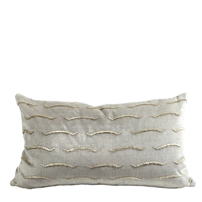 Tiger Stripe Silver, White & Gold Velvet Pillow