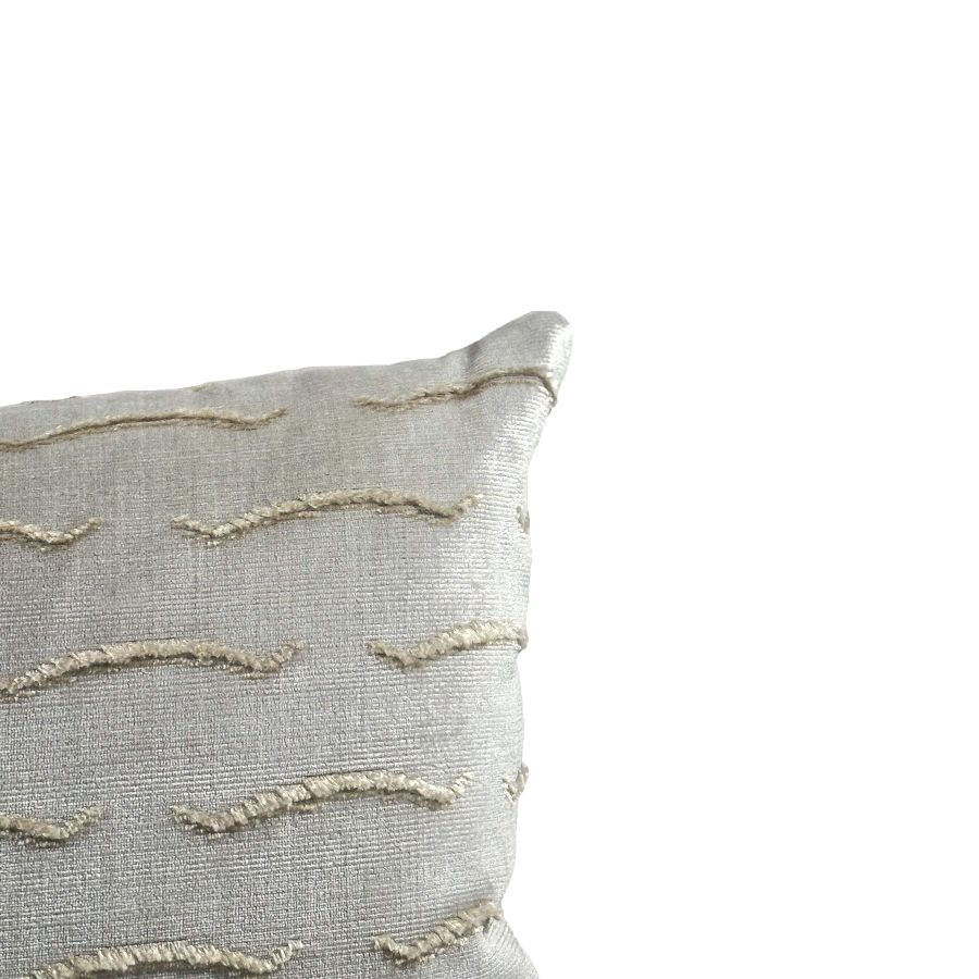 Tiger Stripe Silver, White & Gold Velvet Pillow