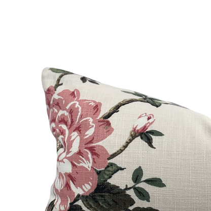 Floral Pillow With Exotic Bird