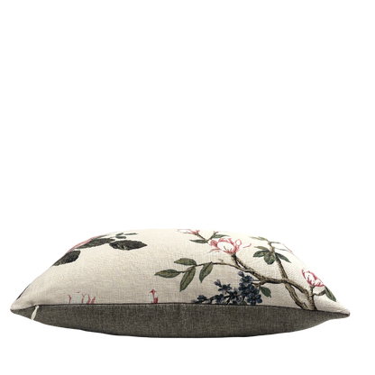 Floral Pillow With Exotic Bird